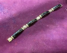 Vintage 14K Yellow Gold Black Onyx-Style Bracelet – 12g picture