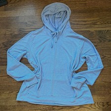 Weatherproof Vintage Women's Blue Gingham Hoodie Pullover Lightweight Size L picture