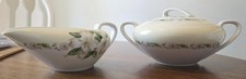 Vintage Noritake Dogwood China Gravy Boat Underplate & Covered Sugar Bowl Set picture