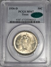 1936-D TEXAS HALF DOLLAR COMMEMORATIVE ~ PCGS MS67 CAC picture