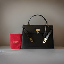 Authentic BALLY Hand bag Black Leather From Japan 01365 picture