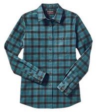 Filson Women's Alaskan Guide Shirt Emerald Forest Green Plaid 8-oz Flannel Small picture