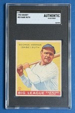 1933 Goudey Babe Ruth #53 New York Yankees SGC Authentic picture