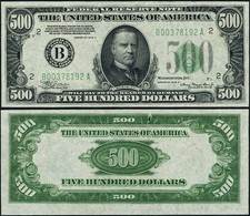 FR. 2202 B $500 1934-A Federal Reserve Note New York B-A Block AU - Tear picture