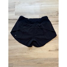lululemon athletica Women Black Speed Up Running Shorts Size 6 Tall Low Rise picture