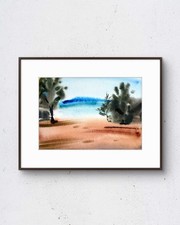 Lake Study No.14 7x5 Sunset Watercolor Painting Landscape Fine Art Wall Decor picture