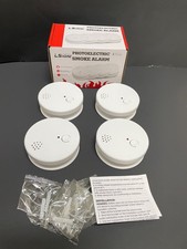 4 Pack - Smoke Alarm Photoelectric Sensor 9V Batteries Included Smoke Detectors picture