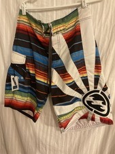 RARE VTG. BILLABONG ANDY IRON SURF/BOARD SHORTS w/SURF WAX COMB &SCRAPER 34