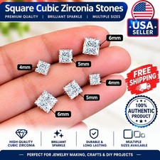 Men Women Kids Luxury White 925 Sterling Silver Square Diamond Cut Stud Earrings picture