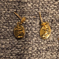 Vintage 12K GF Gold Filled Mickey Mouse Dangle Drop Earrings picture