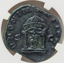 EMPIRE Emperor Volusian & Juno in Shrine SC NGC Choice Ancient Roman Coin D1387 picture
