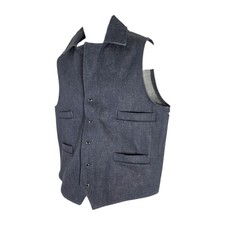 VINTAGE C C Filson Denim Indigo Blue Vest Mens Large Snap Button 10331 NEW picture