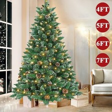 4/5/6/7ft Pre Lit Christmas Tree with LED Lights Bushy Tips Artificial Xmas Tree picture