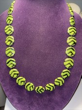 Vintage Kazuri  Green Bead Necklace Kenya 25” picture