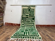 Green Beige Handmade Runner Rug – Custom Green Moroccan Rug Runner picture