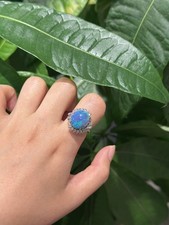 7.19ct Australian Black Opal Ring - Platinum Setting - GIA Certified Statement picture