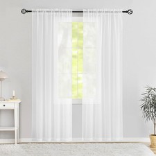 4 Piece Sheer Voile Rod Pocket Window Panel Curtain Drapes Many Colors picture