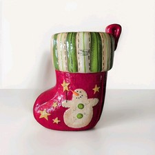 VINTAGE HTF LINDA SPIVEY PARK DESIGNS SANTA BOOT SNOWMAN COOKIE JAR picture