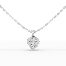 1.63 Ct Heart Halo Set Lab Grown Diamond Pendant Necklace 18k White Gold picture