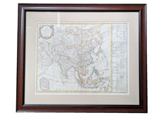 Antique 1791 Map of Asia Robert de Vaugondy Delamarche Hand-Colored Framed picture