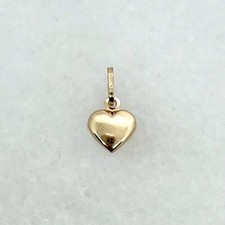 14K Yellow Gold Small 11mm Puffed Heart Charm Pendant - New, great gift picture