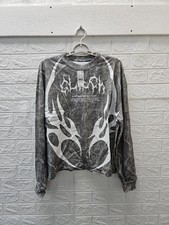 New Pacsun Men's Glitch Camo Cropped Long Sleeve Tshirt Washed Black Sz M picture