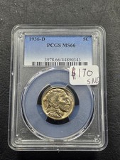 1936 D Buffalo Nickel – NGC MS66 –High‑Grade Coin Denver  picture