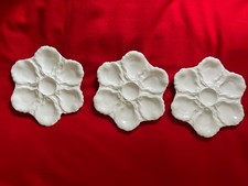 3 Antique Haviland & Co Limoges White Oyster Plates Mark F 1876-1889 SEE DETAILS picture