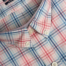 IZOD Button Down Shirt Men XXL Rapture Rose Plaid Non-Iron Stretch Long Sleeve picture