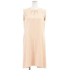FOXEY NEW YORK Sleeveless Dress 100%-Polyester Gathered Women Size 38 Pink beige picture