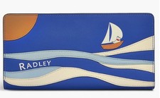 NWT $128 Radley London Shore Thing Bifold Large Wallet Blue Scottie + Dust Bag picture