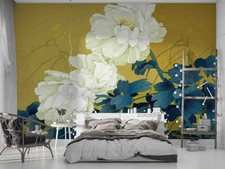 3D Hand Drawn Floral Plant Self-adhesive Removeable Wallpaper Wall Mural picture