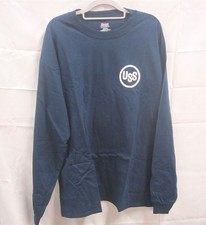 US Steel Mens Size XL 100% Cotton Navy Blue Long Sleeve Work Shirt  picture