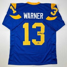Facsimile Autographed Kurt Warner St. Louis Royal Blue Retro Jersey XL picture