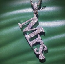 Natural diamond Men's Custom Name Sign logo charm Pendant real Silver DJ Jewelry picture