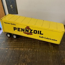 Vintage ERTL Pennzoil Semi Trailer Toy Truck Yellow Pressed Steel Trailer Only picture