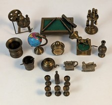 Collection of Vintage Brass and Metal Dollhouse Miniatures & Decorative Trinkets picture