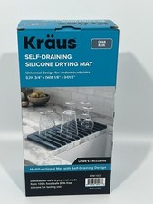 Kraus Silicone Sink Mat Self Draining Mat Cyan Blue 14 3/4