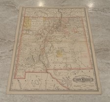 Antique c. 1888 Railroad County Map Of New Mexico NM George F Cram 23.25x17.25” picture