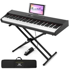 MUSTAR Black 88-Keys Full Size Semi-Weighted Digital Piano Keyboards with Pedal picture