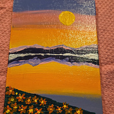 Landscape Mountains Sunset Acrylic Canvas Painting Unframed picture