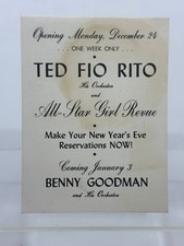 1945 Benny Goodman Ted Fio Rito Orchestra Nightclub Table Card New Years Eve picture
