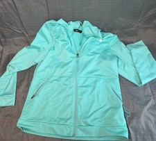 The North Face Full Zip Hoodie Jacket Womens L Light Turquoise Track Jacket picture