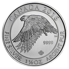 2016 $8 Canadian Silver 1.5 Troy oz White Falcon .9999 Fine picture