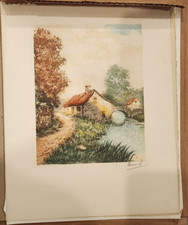 vtg Signed Bonny Color Etching Aquatint French Countryside Certified Guild Stamp picture