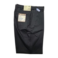 Haggar Mens 38x32 Classic Fit Flat Front Black Khaki Pants Expandable Waist picture