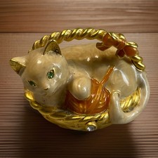 Estee Lauder Solid Perfume Compact Cat Kitten in Basket 