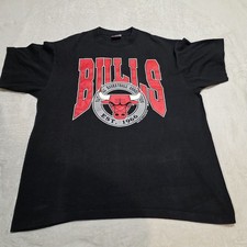 VTG Single Stitch Hanes Chicago Bulls Black Shirt XL NBA Basketball Graphic Tee picture