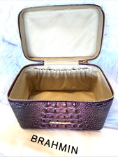 NWT BRAHMIN Charmaine 'Fig Jam' Melbourne Leather Cosmetic Travel Train Case picture