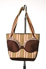 Vintage Handmade Bra Purse Brown Floral Lingerie Novelty Tote Shoulder Bag Y2K picture